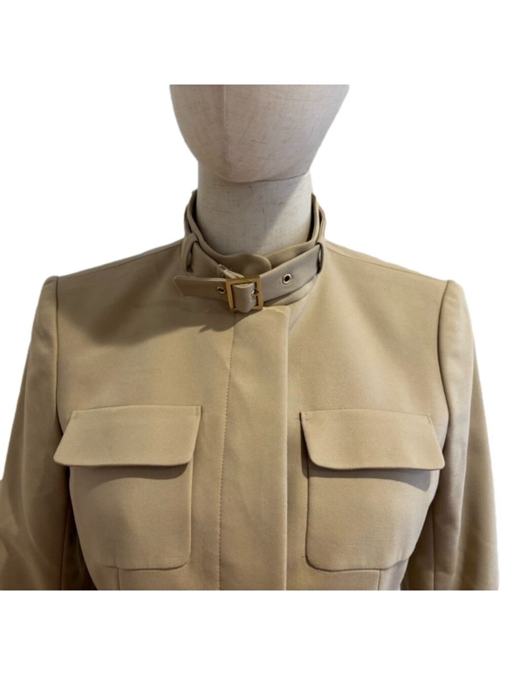 SAFARI STYLE CROPPED JACKET W A MANDARIN COLLAR & 4 FLAP POCKETS EUC 6P - Picture 5 of 9